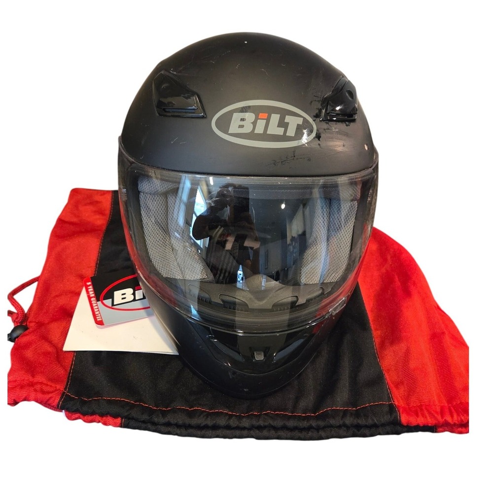 BILT BLH17/992 Full Face Motorcycle Helmet Matte Black DOT Size Medium 57-58cm